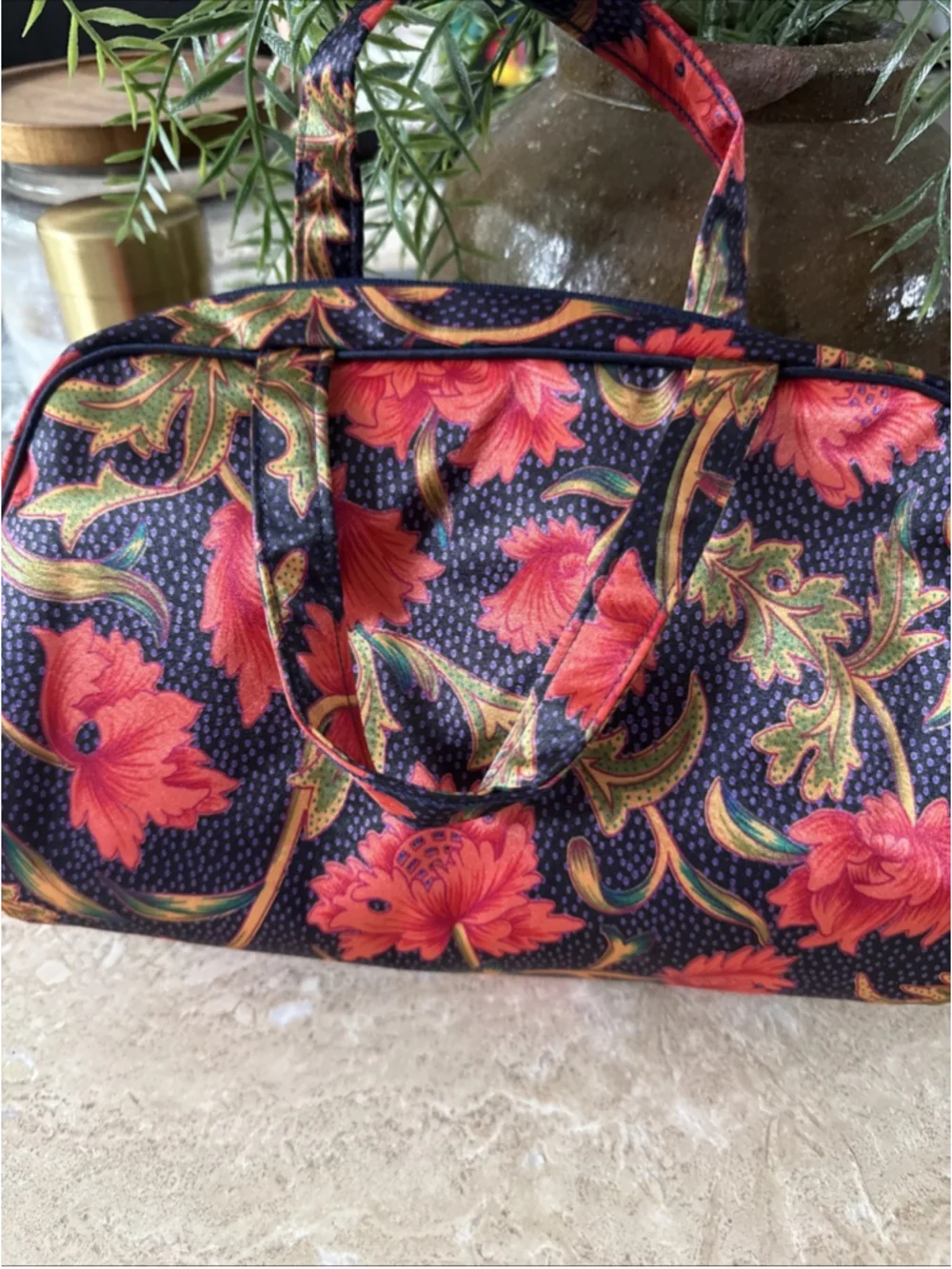 Trina Inc Floral Cosmetic Travel Bag 1960s